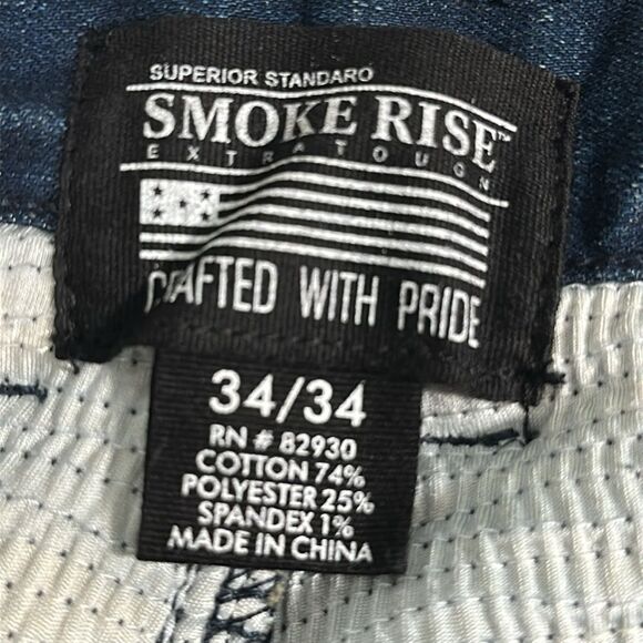 Smoke Rise Denim Distressed Blue Acid Washed Jeans! Size 34 - Picture 7 of 7